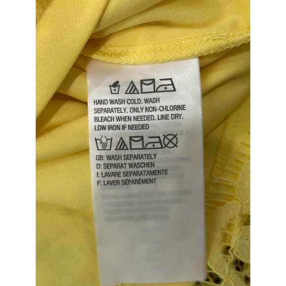 Isaac Mizrahi Live! Floral Lace Tank Top Yellow Sz Large Sleeveless Bohemian - Picture 6 of 10